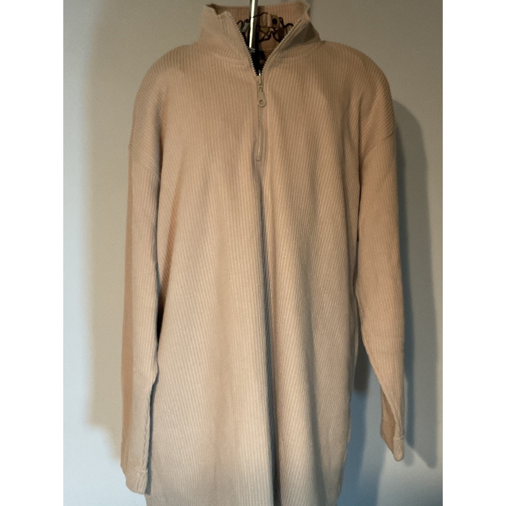 NY&CO New York & Company Tan Ribbed Quarter Zip Pullover Sweater XL NWT‎